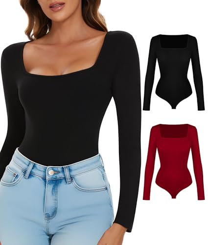 Justaucorps extensible 2 pièces pour femmes avec manches longues protectrices