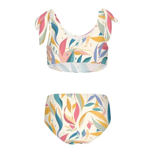 KLL Autmun Trendy Floral Pattern Girls Two Piece Bikini Set Quick-Dry Swimsuit Swimming Suits Adjustable Shoulder Strap2