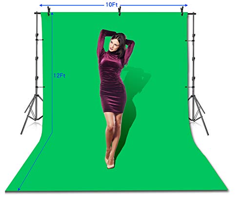 SLOW DOLPHIN Photo Video Studio 10 x12ft 100% Cotton Muslin Chromakey Green Screen Backdrop with 10 x 10ft Stand Photography Background Support System Kit Clamp, Carry Bag - Image 3