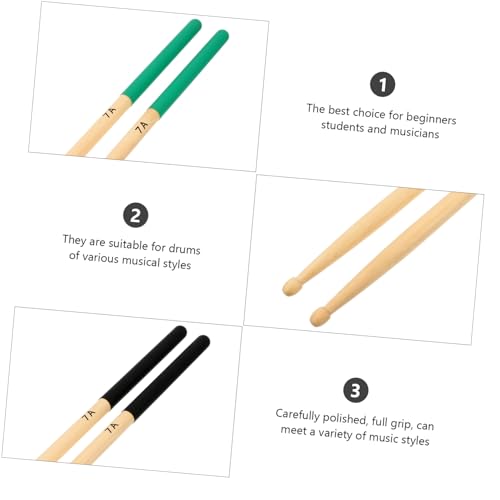 UPKOCH 6 Pares Baquetas Profesionales de Arce para Baterías y Percusión para Principiantes y Bandas Juveniles miniatura 3
