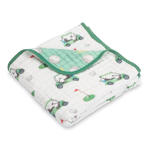 Image of LollyBanks Muslin Baby Blanket 100% Organic Cotton, Muslin Quilt Lightweight, Toddler Blanket for Boys and Girls, 6 Layers Baby Blankets 47"x 47", Soft Nursery Receiving Blankets (Golf Print)
