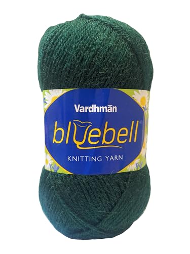 Image of Vardhman Blue Bell DK Weight Supersoft Hand Knitting & Crocheting Yarn (Pack of 1 ball - 100gram) 100% Acrylic, Multi Color Crochet Thread wool, Suitable for Craft, Babywear, Baby Blankets, Sweater, Scarf, Cap, Art & Craft - (Dark Green - Bbell-066)