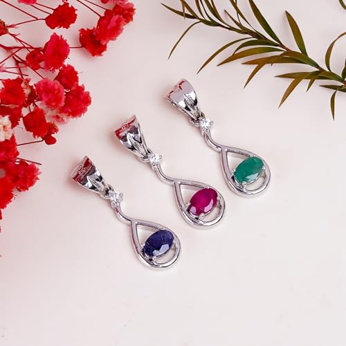Pendentif pierre précieuse naturelle argent anti-ternissement