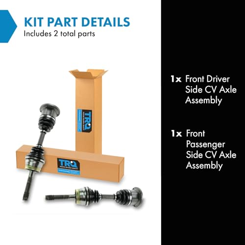 Image of TRQ Front Driver and Passenger Side CV Axle Assembly Set 2 Piece Compatible with 1996-2004 Nissan Pathfinder 4WD 1994 D21 2.4L 4WD 1995 Pickup 2.4L 4WD 1996-1997 Pickup 4WD 1997-2003 Infiniti QX4 4WD
