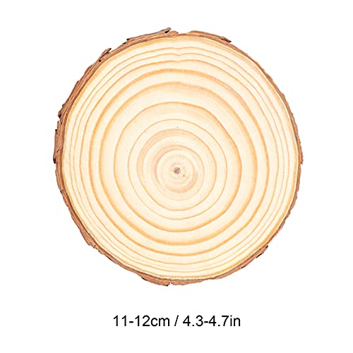 Wood Slices Unfinished Log Wooden Circles Log Wooden Rounds for Arts Crafts Wall Decor Wedding Christmas DIY Projects(11~12cm) - Image 2