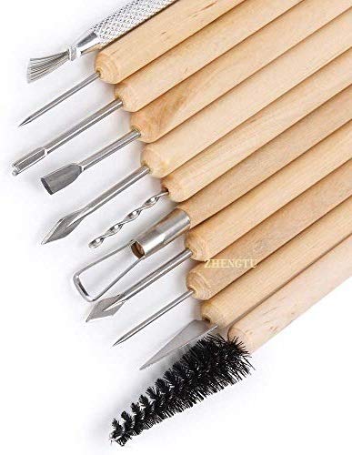 Image of ZHENGTU Ceramic 11 Pcs Wooden Handle Clay Carving Pottery Sculpting Tools for Art and Craft