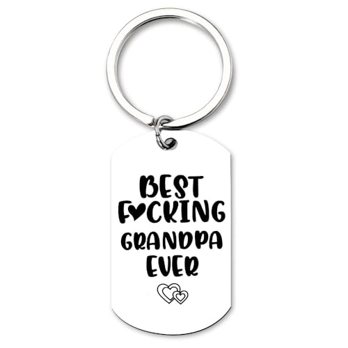Papa Keychain Gifts for Grandpa Grandfather Gifts from Granddaughter Grandson Christmas Gifts for Grandpa Granddad Gifts for Birthday Gift for Papa from Grandkids - Best Fucking Grandpa Ever Keychains