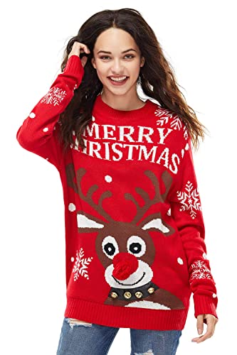 Pull à capuche de Noël unisexe sapin et renne Rudolph en taille XL
