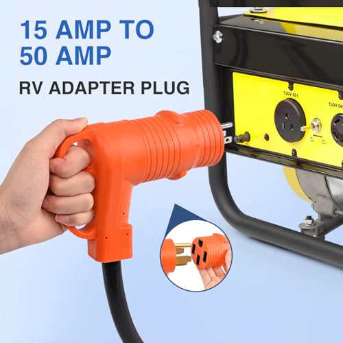 Image of Nilight 15A to 50A RV Power Adapter 5-15P to 14-50R 125V | 15Amp to 50Amp Rv Adapter: 5-15P Male to 14-50R Female Receptacle for Rv Ev Camper Trailer Generator