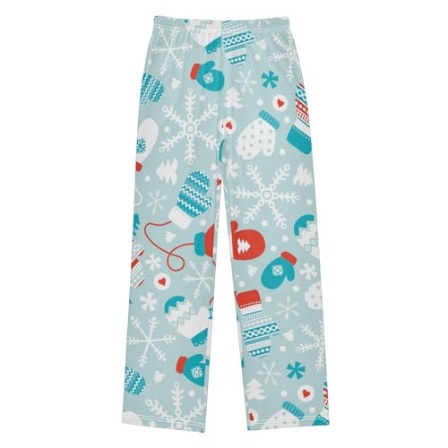 Boys' Pants Winter Mittens Gloves Christmas Long Bottoms Jogger Pants Elastic Waist Trousers with Pockets S-XL