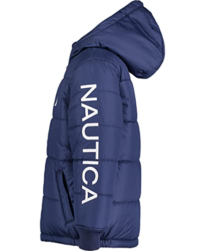 Image of Nautica Boys' Heavyweight Hooded Bubble Jacket With Polar Fleece Lining
