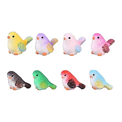 HoneyToys 8pcs Resin Mini Birds, Miniature Figurines, Fairy Garden Accessories, Fairy Garden Supplies, Fairy Garden Animals for Fairy Garden, Plant Pots, Bonsai Craft Decor Cover