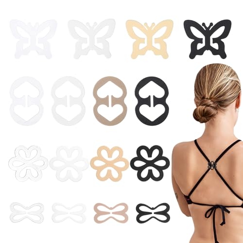 AHQiZFX 16PCS Bra Strap Clips Bra Clips to Make Racerback Bra Strap Holders for Slipping for Women Cross Back Convertors Adjustable Bra Straps for Conceal Straps and Cleavage Control