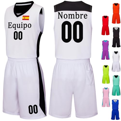 Equipación Baloncesto Personalizada Niños Traje de Ropa Deportiva, Juego de Camiseta sin Mangas y Pantalones, 1 Top + 1 Pantalón