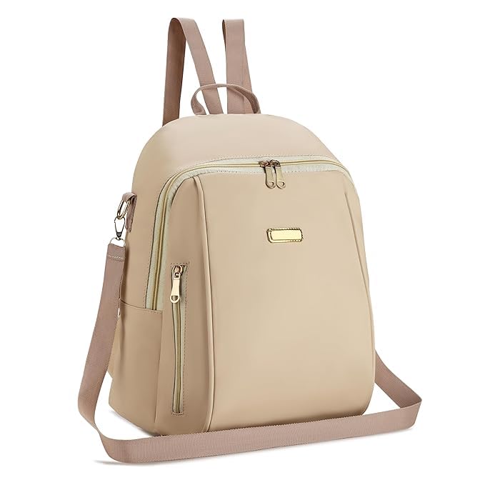 Image of Pagwin Fashion Mini Backpack Purse for Women, Black Nylon with Gold Hardware, Convertible Shoulder Bag with Multiple Compartments