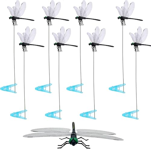 8 Pack Dragonfly Clip Dragonfly Clips Black Dragon Fly Hat Clip Artificial Realistic 3D Dragonflies Garden Stakes Decor for Indoor Outdoor Garden Decor