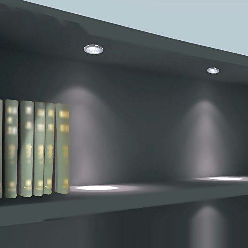 Docooler LED Under Cabinet Light Kit RGB Puck Lamp Multi Color Dimmable Under Counter Lighting Mood Light for Under Kitchen Display Closet Book Shelf (Style 3)