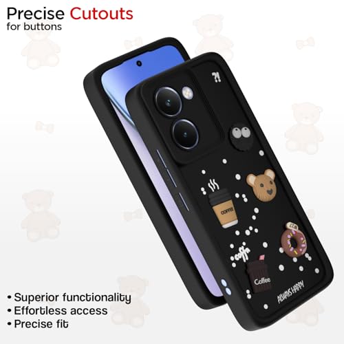 Image of Pikkme Back Cover for Realme P3 Ultra 5G | 3D Cartoon Silicone Case Cute & Fun Full Protective Bumper Cover (Black)