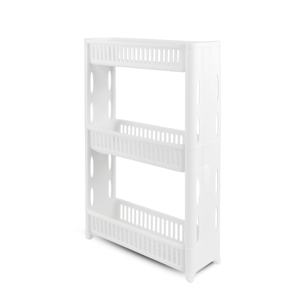 Homcom Carrello Con Ruote Salvaspazio, Penisola Cucina In Legno Massiccio 1 Cassetto 1 Armadietto 3 Ripiani E 4 Ruote 107 5x48x89 Cm