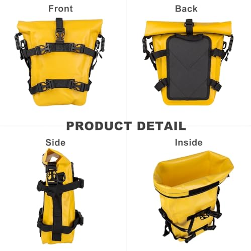 Bolsa impermeable amarilla para motocicleta, Alforja expandible de 8 litros, con 7 correas reforzadas y respaldo acolchonado antideslizante, ideal para ADV, turismo y off-road miniatura 3