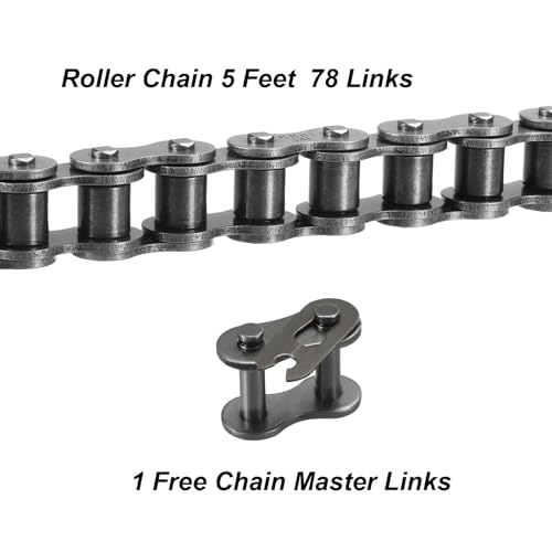 QUARKZMAN #60/12A-1 Rollenkette 5 Fuß 3/4 Pitch Kohlenstoffstahl Rollenketten mit kostenlosem Verbindungsstück für Bagger, Traktoren, 78 Glieder