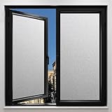 Fensterfolie Blickdicht Milchglasfolie 80 x 200 cm Statisch Folie Sichtschutzfolie Fenster Milchglasfolie für Fenster Innen & Außen, Rein matt