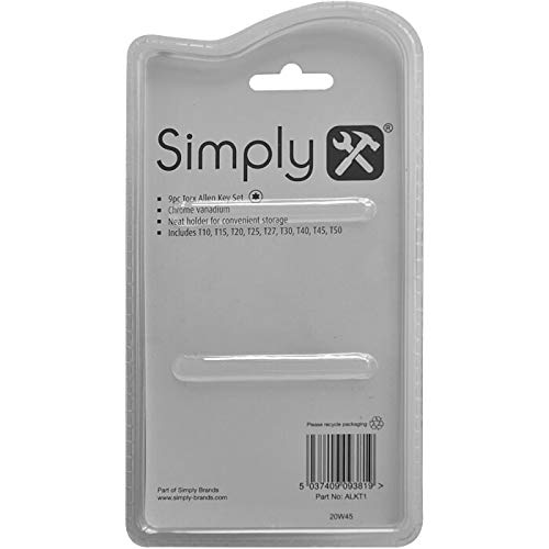 Simply Tools ALKT1 9 Piece Torx Allen Key Set Varied Sizes Chrome Vanadium Steel, Red - Image 3