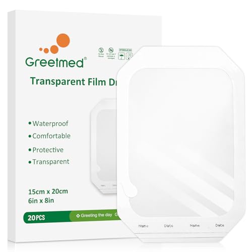 Transparent Film Dressing 6 x 8 20 Packs Clear Waterproof Bandages for Wounds Large Adhesive Patches Breathable Wound Cover for Post Surgical Shower Swimming Tattoo Aftercare IV Shield