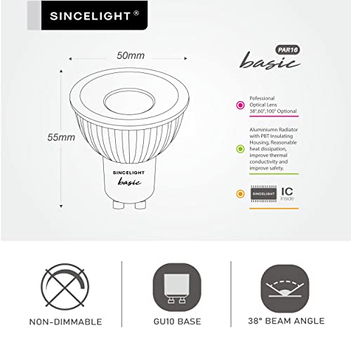 SINCELIGHT GU10 LED Spot Light Bulbs, 4W≈25W Halogen, 250lm, 30° Beam Angle, Warm White 2700K, Pack of 6 - Image 4