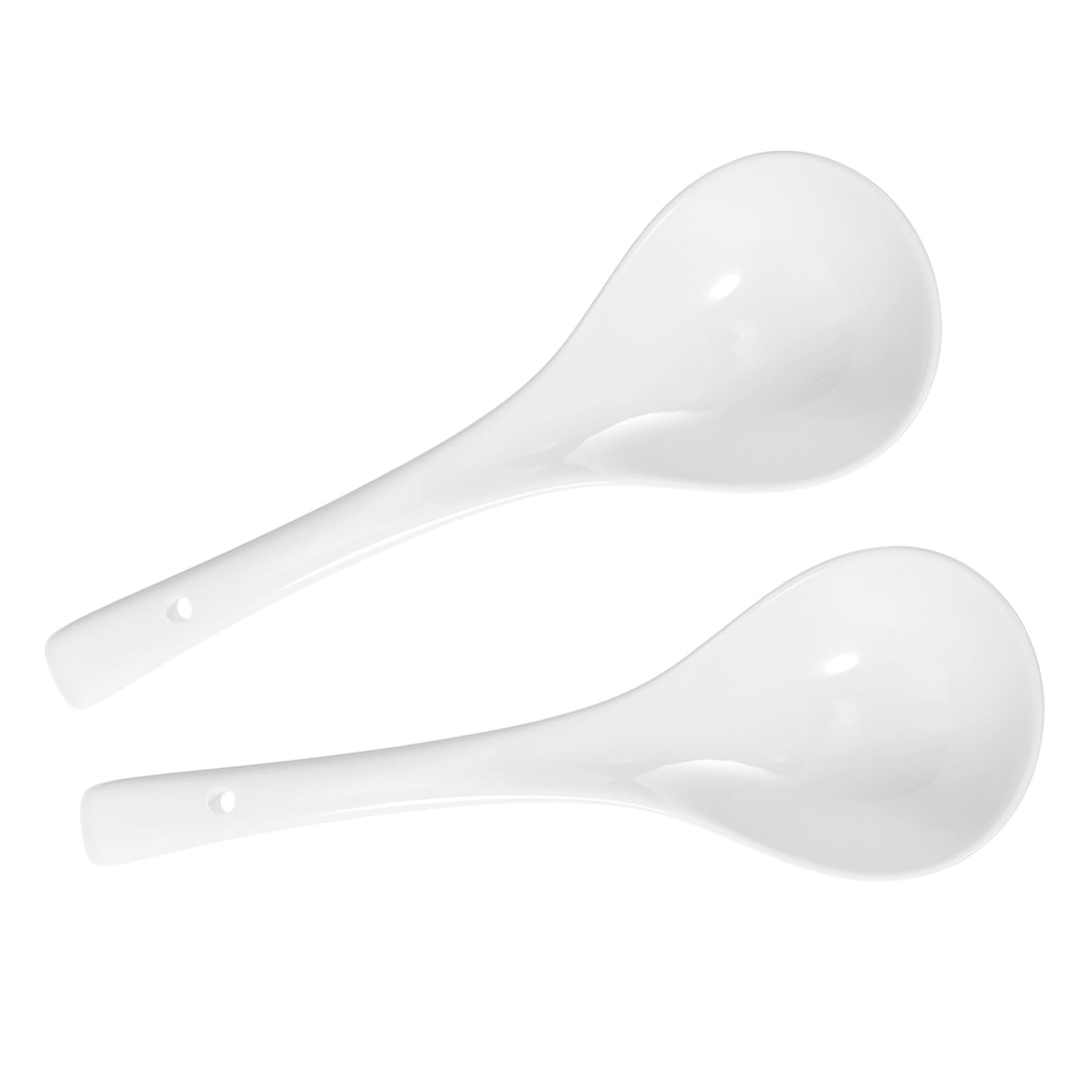 Veemoon Cucharas Grandes de Porcelana white Resistentes para Sopa y Servicio Cucharas de con Mango para Restaurantes y Hogar