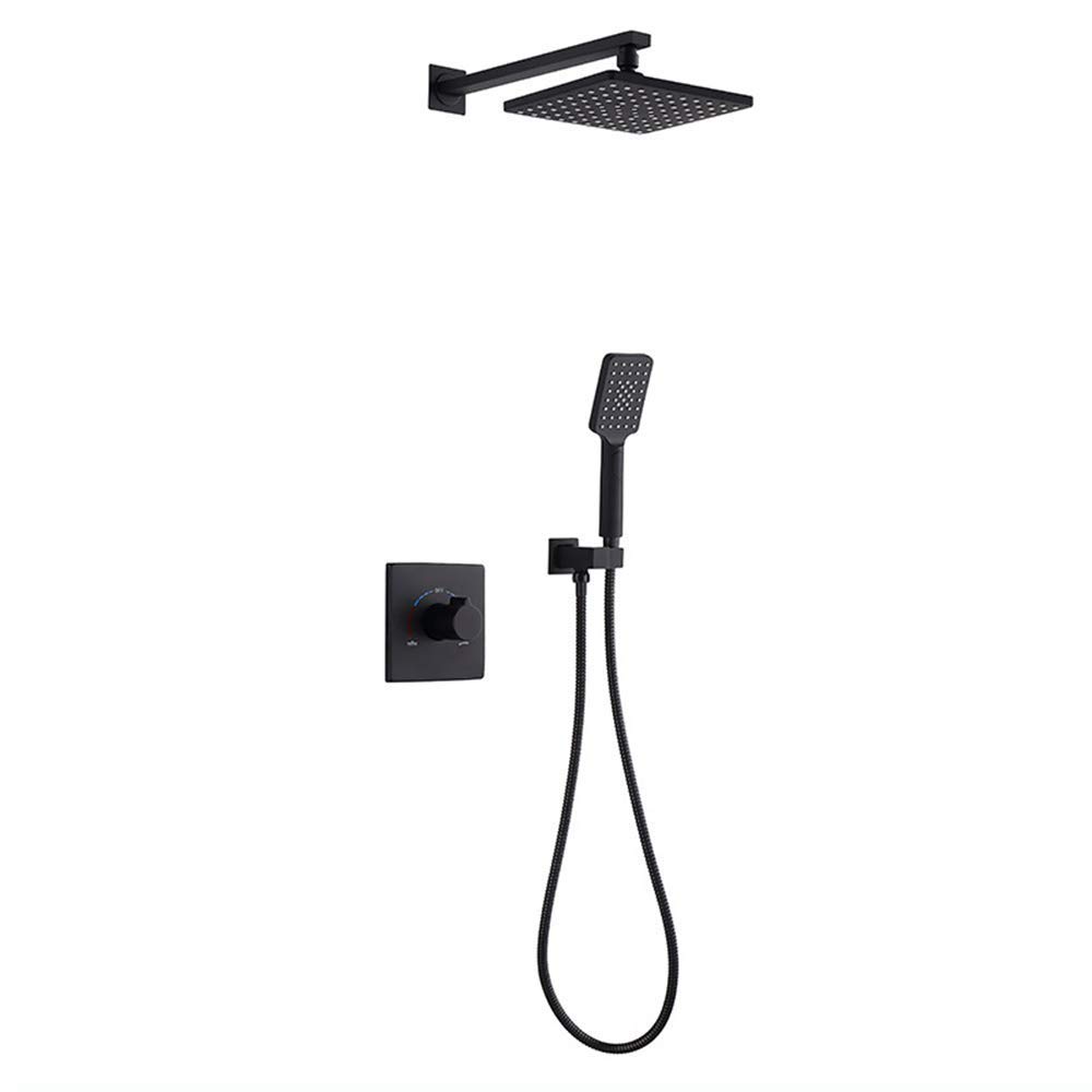 Sistema Doccia, Rubinetto per Doccia a Pioggia da Bagno da 10 Pollici Set da Parete Nero di Lusso Bagno con Doccia a Telefono, Set Doccia di Lusso