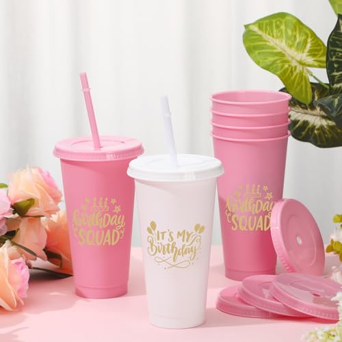 Jingmore JINGMORE-CHE-RQTYHJI92 Birthday Party Tumblers 24 Oz Birthday Squad Plastic Tumblers With Lid And Straw For 20Th 30Th 40Th 50Th 60Th Birthday Decorations Party Favor For Women Adults thumb #3