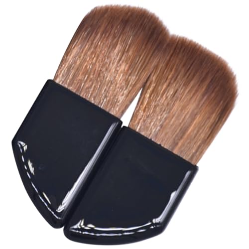 KAJNBN Brocha para Rubor Mini 2 Piezas Mango Inclinado de Plástico y Cerdas de Nylon Suaves, Portátil para Maquillaje de Viaje y Uso en Mejillas, Set Compacto para Productos Cosméticos