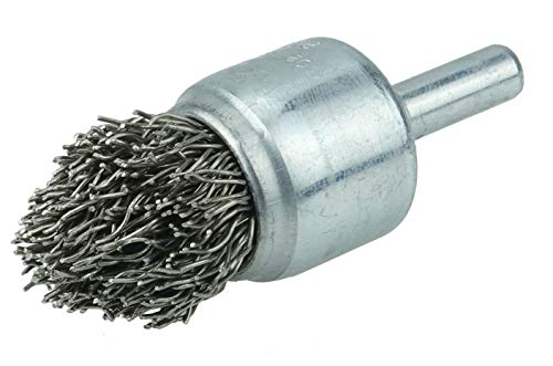 Image of Weiler 10319 Controlled Flare Crimped Wire End Brush 3 /4 inch, .020 inch Stainless Steel Fill, Made in The USA (Pack of 10)