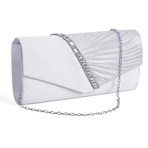 BLACKCUP Dam clutch elegant aftonväska, strass kväll kuvertväska för kvinnor brud bröllop clutch handväska för bröllop bal fest, silver