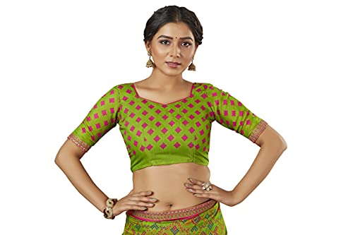 Image of Glory Sarees Women's Brasso Saree with Blouse Piece (Brasso Bandhani101Parent)