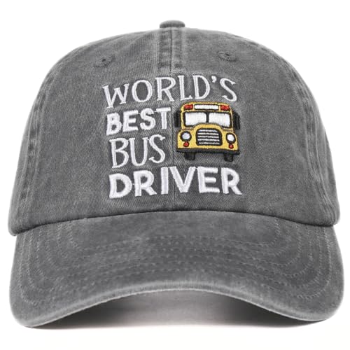 Image of InnoBeta School Bus Driver Appreciation Gifts Cap for Women, Adjustable Embroidered Baseball Hat for Christmas Grey
