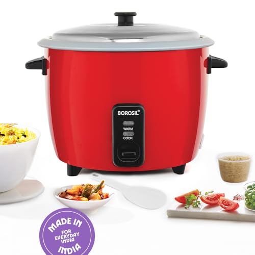 Image of Borosil 1.8 L Pronto Electric Rice Cooker | Keep Warm Feature with Indicator Display, Anti Skid Rubber Feet | Cook & Boil Noodles, Rice, Upma, Idli, Dhokla | 2 Years Warranty