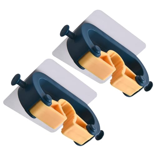iplusmile Soporte para Fregona y Escoba sin Perforaciones, Colgador de Trapeador Montado Pared Azul, 2 Piezas, Organizador de Limpieza para Baño y Hogar, Ahorro de Espacio y Resistente