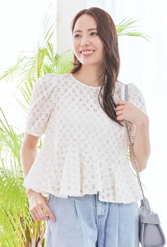 Amazon.co.jp: [セルフォード] ブラッシュドレースペプラムトップス