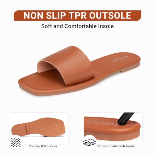 Image of FITORY Womens Slide Sandals Dressy Flat Comfortable Slippers for Summer