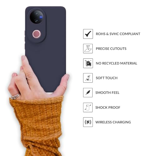 Image of DIZORO Microfiber Candy Back Cover Case for iQOO Z10R 5G / Vivo V50 / V50e 5G / Vivo T4R 5G Soft Silicone Rubberized Case with Camera Protection (TPU, Navy)