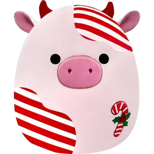 Squishmallows Original 14in Patton the Red Peppermint Cow – Official Jazwares Holiday Plush