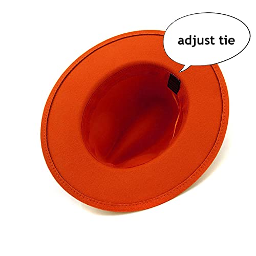 Gossifan Lady Fashion Wide Brim Felt Fedora Panama Hat With Ring Belt Orange #TOP1