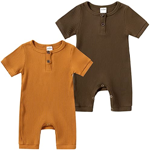 Image of VICVIK Baby Boy Girl Solid Color One Piece Romper