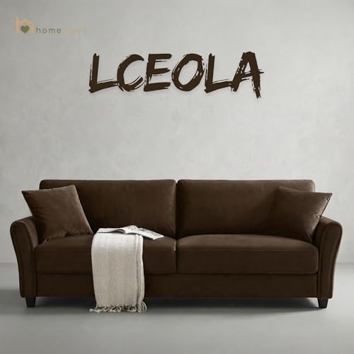 Image of 3 Seater lceola Premium Fabric Sofa |Stylish and Comfortable Living Room Furniture| Heavy Quality Sofa and Builtin| Throne of Comfort (Dark Brown, 3 Seater)