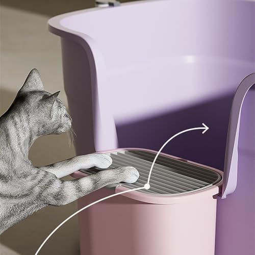 Arenero para gato grande con bordes altos rosa miniatura 7