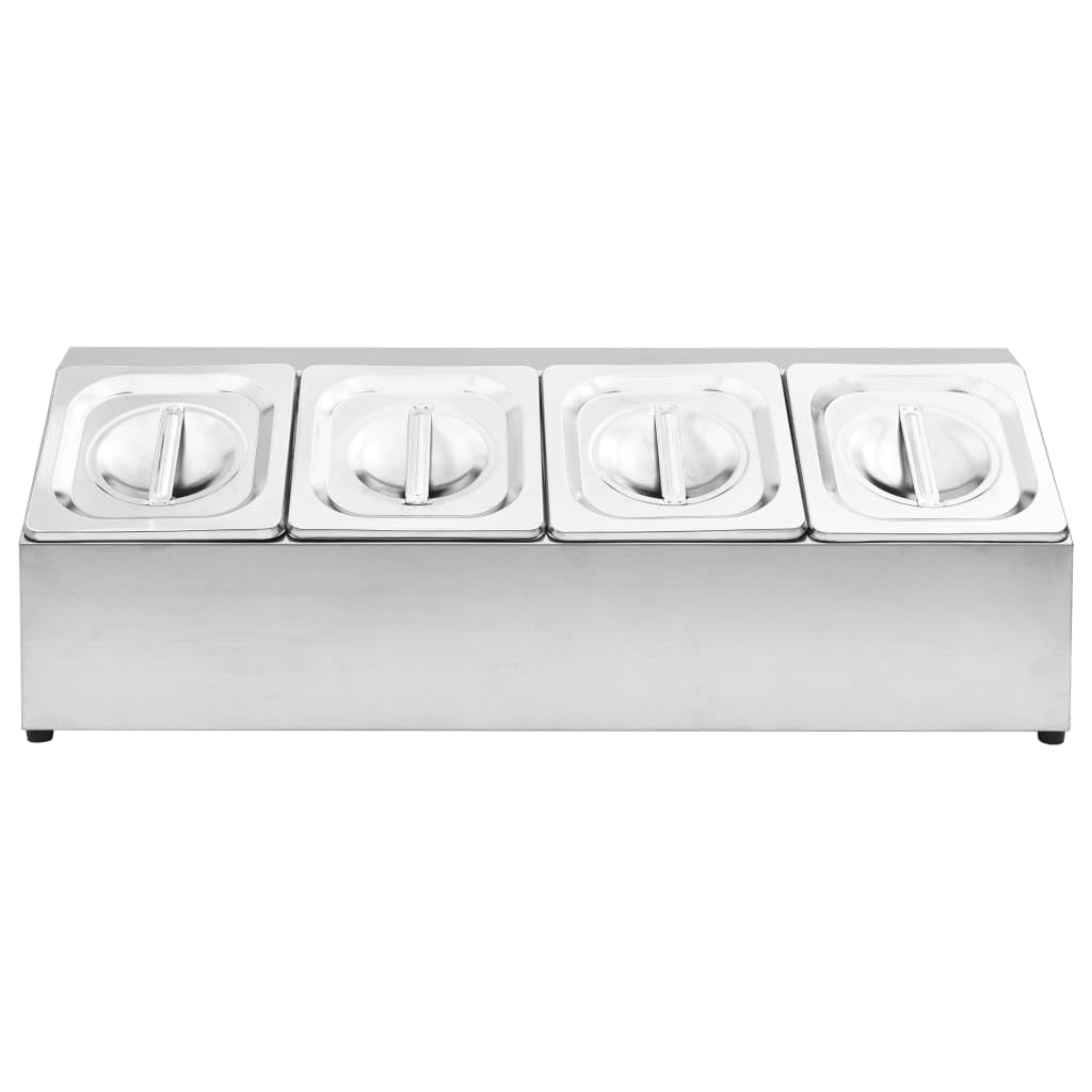 Home & Garden,Furniture-Gastronorm - Contenedor con 4 sartenes GN 1/6 de acero inoxidable