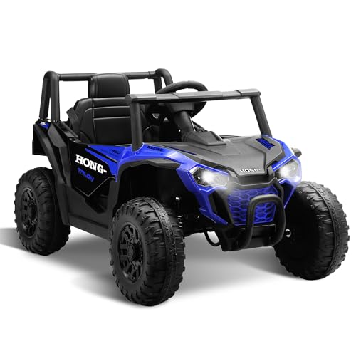 Letsgoride 12V Kids Ride on Car, Battery Powered Electric UTV Truck with Parent Remote Control, Bluetooth, Music, LED Light, 3 Speeds, Soft Start, Safety Belt, Horn, Ride on Toys for Boy Girl (Blue)