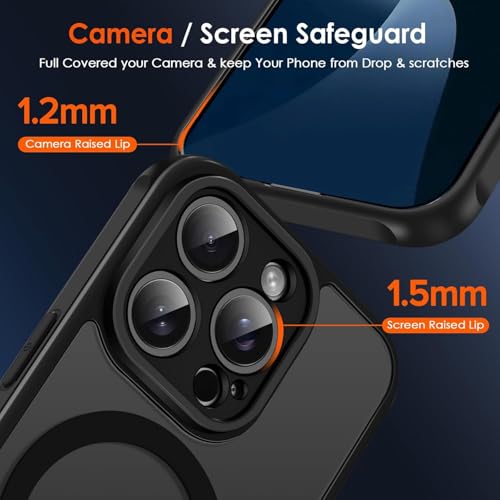 Image of Amozo for iPhone 16 Pro Back Case Cover | Defence Series Matte Mag-Safe Camera & Drop Protection Back Cover Case for iPhone 16 Pro (Black|Polycarbonate)